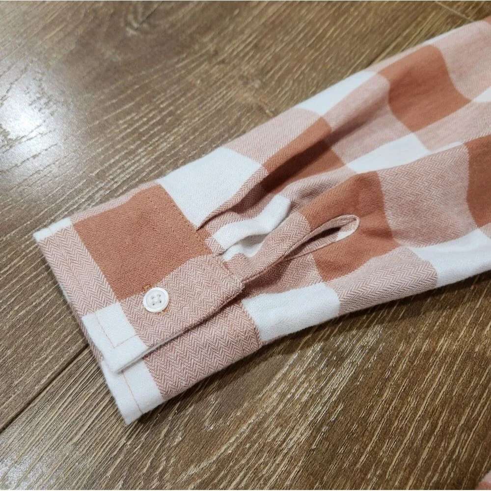 Loft Petite Flannel Plaid Round Collar Shirt sz small cottagecore prairiecore - Picture 10 of 11